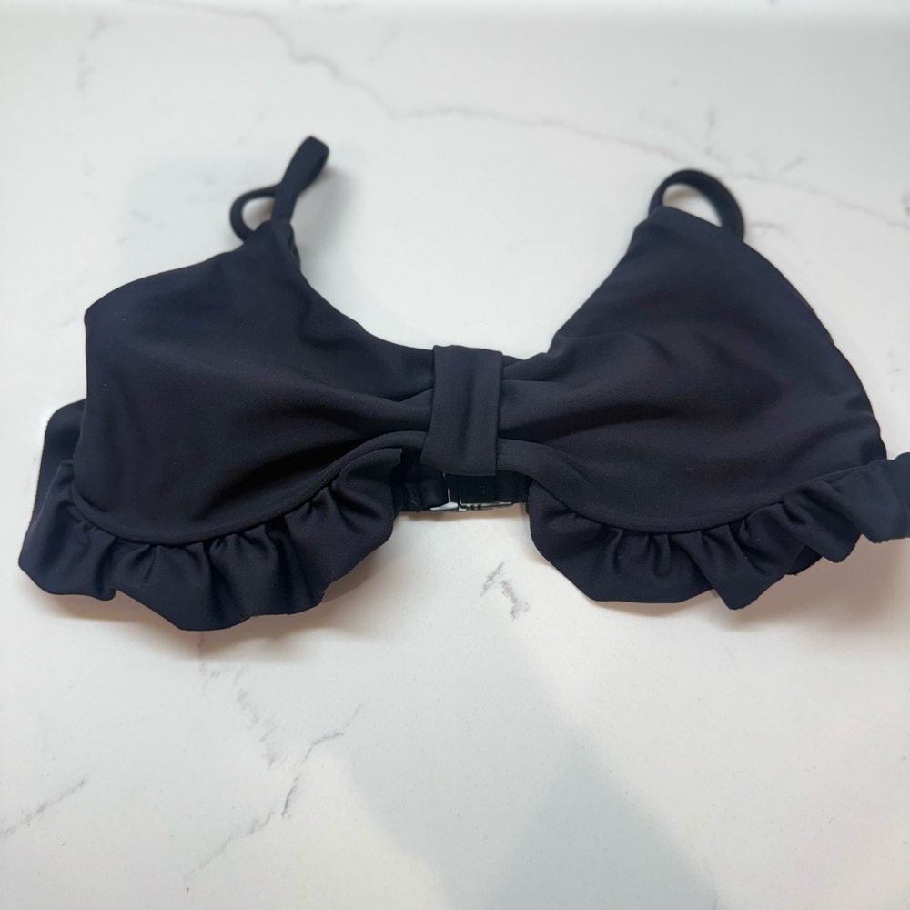 Kids Black Ruffled Bikini Top